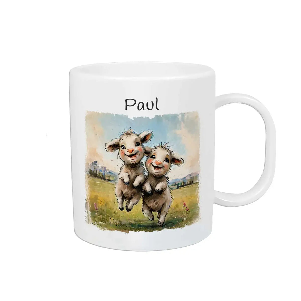 Kindertasse personalisiert | Fröhliche Bauernhoftiere | Kindergeburtstag Geschenke | Kindertasse personalisiert mit Name | 320ml Kunststofftassen Druckerino   