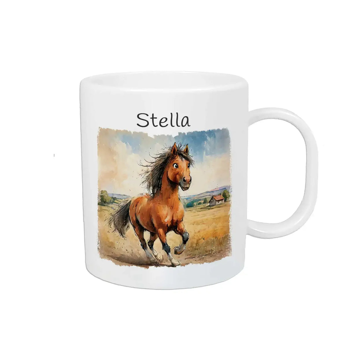 Kindertasse mit Namen | Abenteuer Ponyhof | personalisierbare Kindergeschenke | Kindertasse frei von BPA | 320ml Kunststofftassen Druckerino   