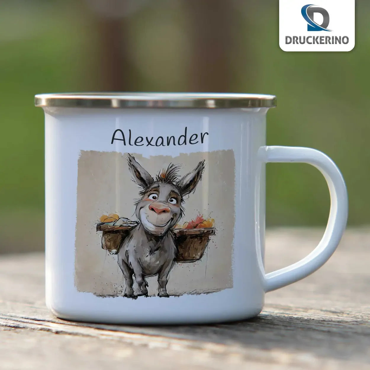 Personalisierte Tasse | Zauber-Eselchen | Emaille Tasse personalisiert mit Name | personalisierte Tasse  Geschenkidee Weihnachten