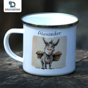 Personalisierte Tasse | Zauber-Eselchen | Emaille Tasse personalisiert mit Name | personalisierte Tasse  Geschenkidee Weihnachten