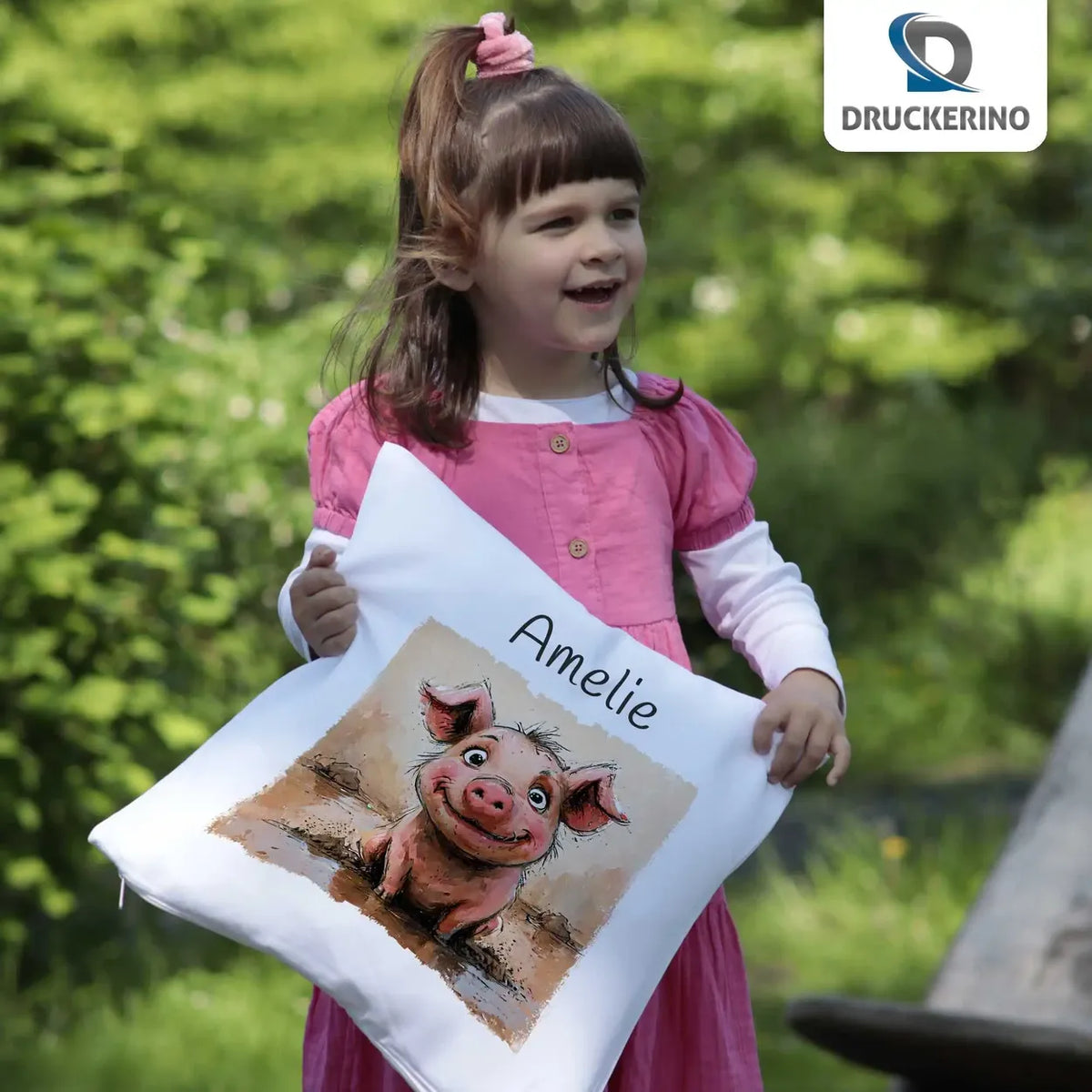 Schlummerfreund Schweinchen Kissen für Kinder mit Namen personalisiert