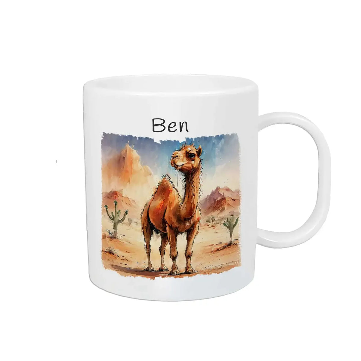 Tassen mit Namen | Wüstenabenteurer | Tasse für Kinder | Tassen mit Tiermotiv | 320ml Kunststofftassen Druckerino   