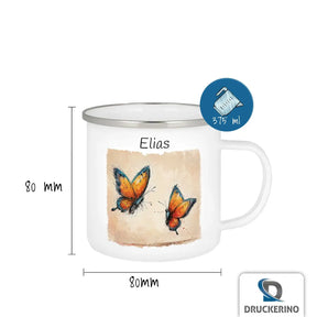 Personalisierte Kindertasse aus Emaille | Schmetterlingstraum | personalisierte Kindertassen | Einschulung Geschenk  Geschenkidee Weihnachten