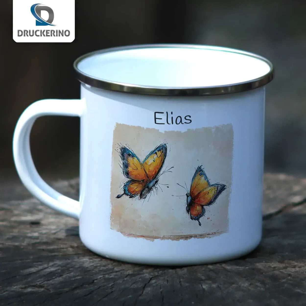 Personalisierte Kindertasse aus Emaille | Schmetterlingstraum | personalisierte Kindertassen | Einschulung Geschenk  Geschenkidee Weihnachten