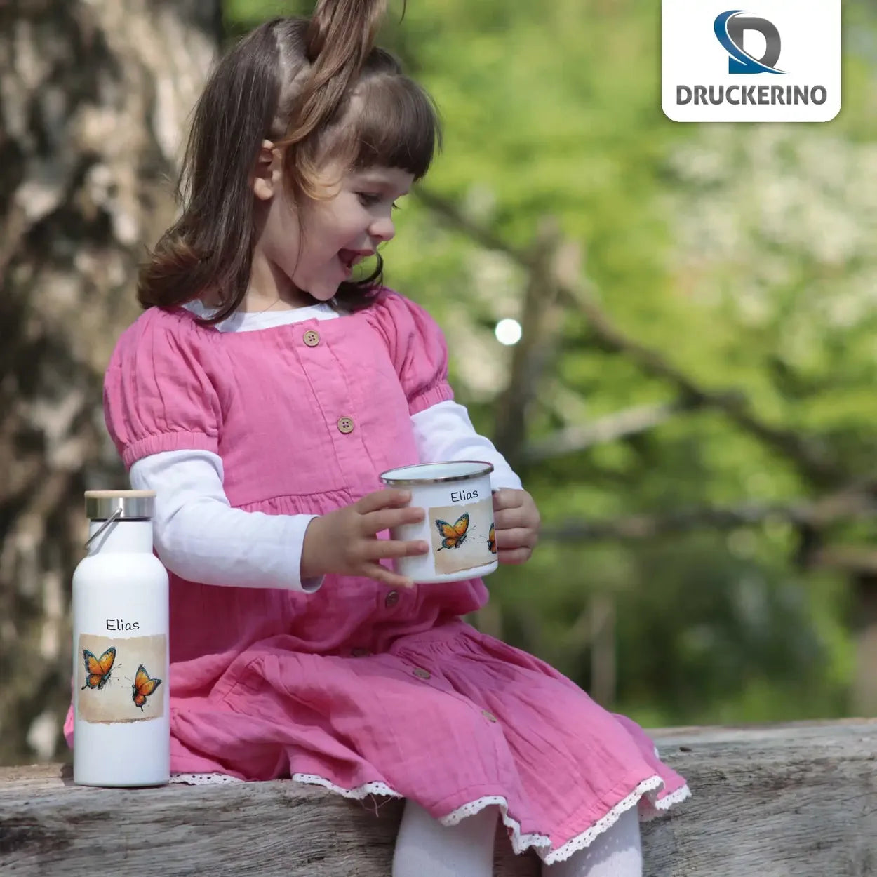 Personalisierte Kindertasse aus Emaille | Schmetterlingstraum | personalisierte Kindertassen | Einschulung Geschenk  Geschenkidee Weihnachten