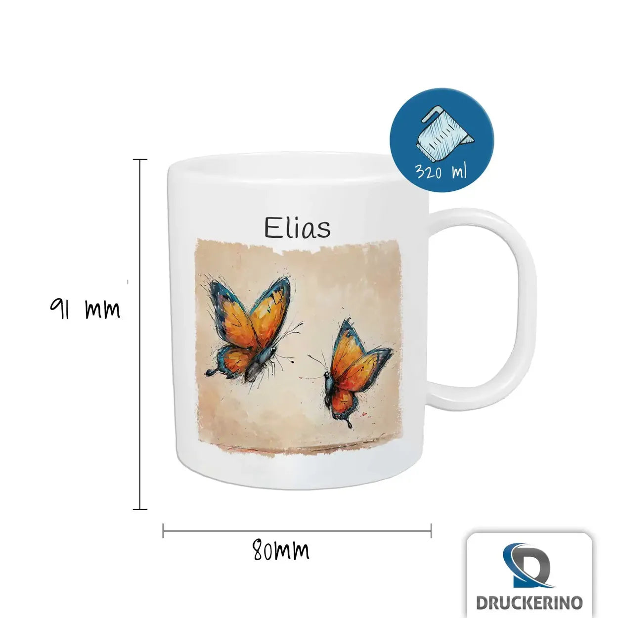 Tasse mit Namen | Schmetterlingsflug Erlebnis | Personalisierte Kindertasse | Tasse Geschenkidee | 320ml  Geschenkidee Weihnachten