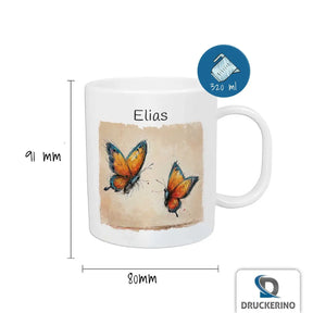 Tasse mit Namen | Schmetterlingsflug Erlebnis | Personalisierte Kindertasse | Tasse Geschenkidee | 320ml  Geschenkidee Weihnachten