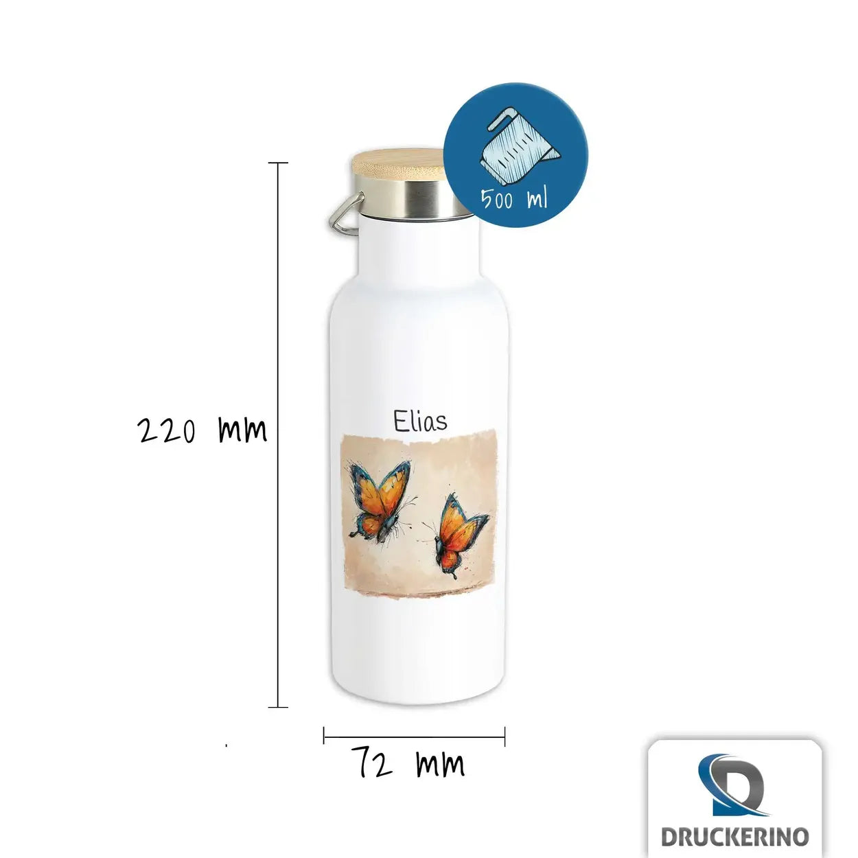 Personalisierte Kinder Trinkflasche | Zauberflügel | Abschiedsgeschenke im Kindergarten | Trinkflasche | 500ml  Geschenkidee Weihnachten