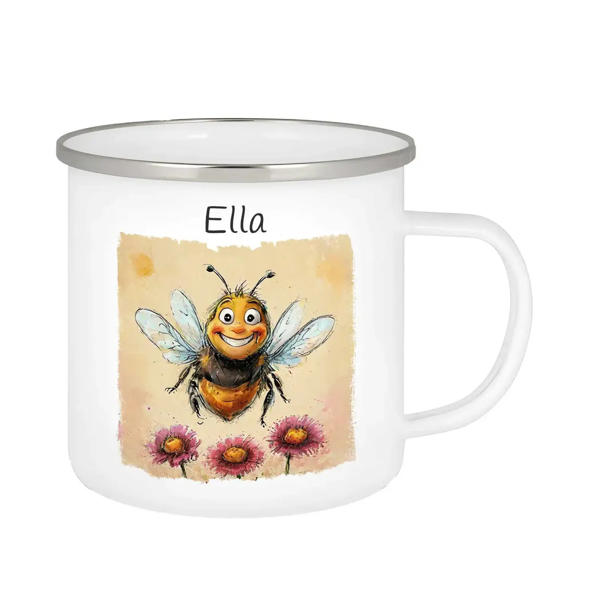 Personalisierte Kindertasse aus Emaille | Zauberbiene | Emaille Tasse | Tierbilder Emailletasse Druckerino   