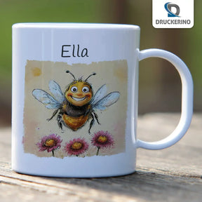 Tasse mit Namen | Summendes Glück | Tierbilder | personalisierte Tasse Kinder | 320ml  Geschenkidee Weihnachten