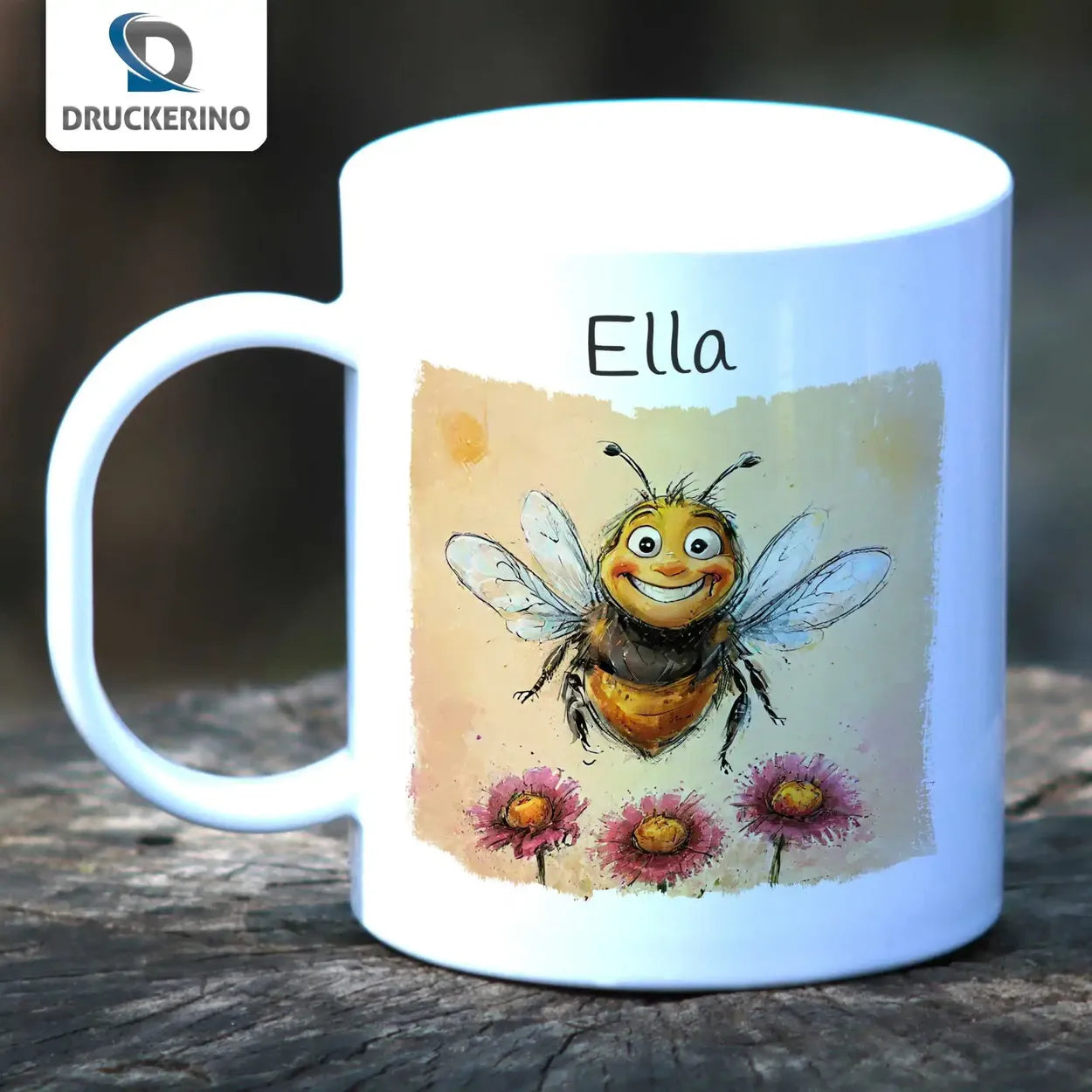 Tasse mit Namen | Summendes Glück | Tierbilder | personalisierte Tasse Kinder | 320ml  Geschenkidee Weihnachten