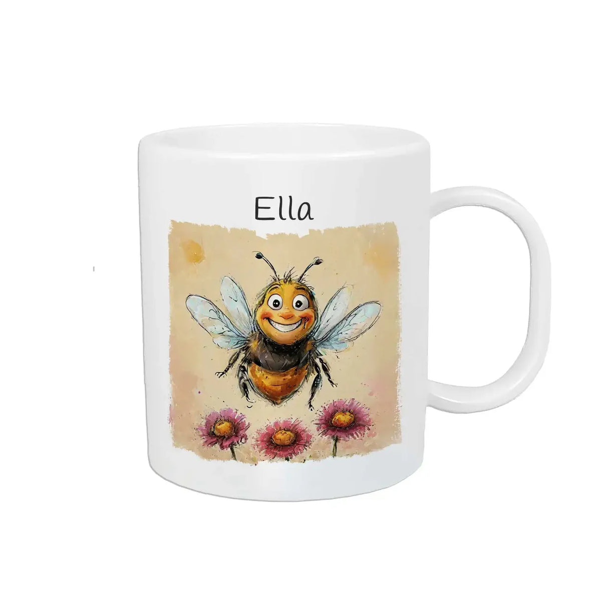 Tasse mit Namen | Summendes Glück | Tierbilder | personalisierte Tasse Kinder | 320ml Kunststofftassen Druckerino   