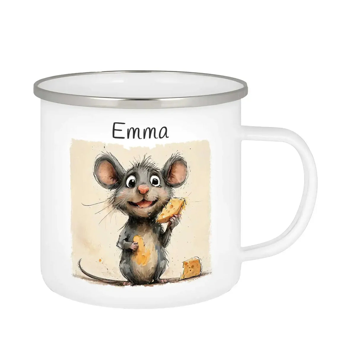 Kindertasse | Kleine Maus Abenteuer | Tasse personalisiert | Tassen mit Namen Emailletasse Druckerino   