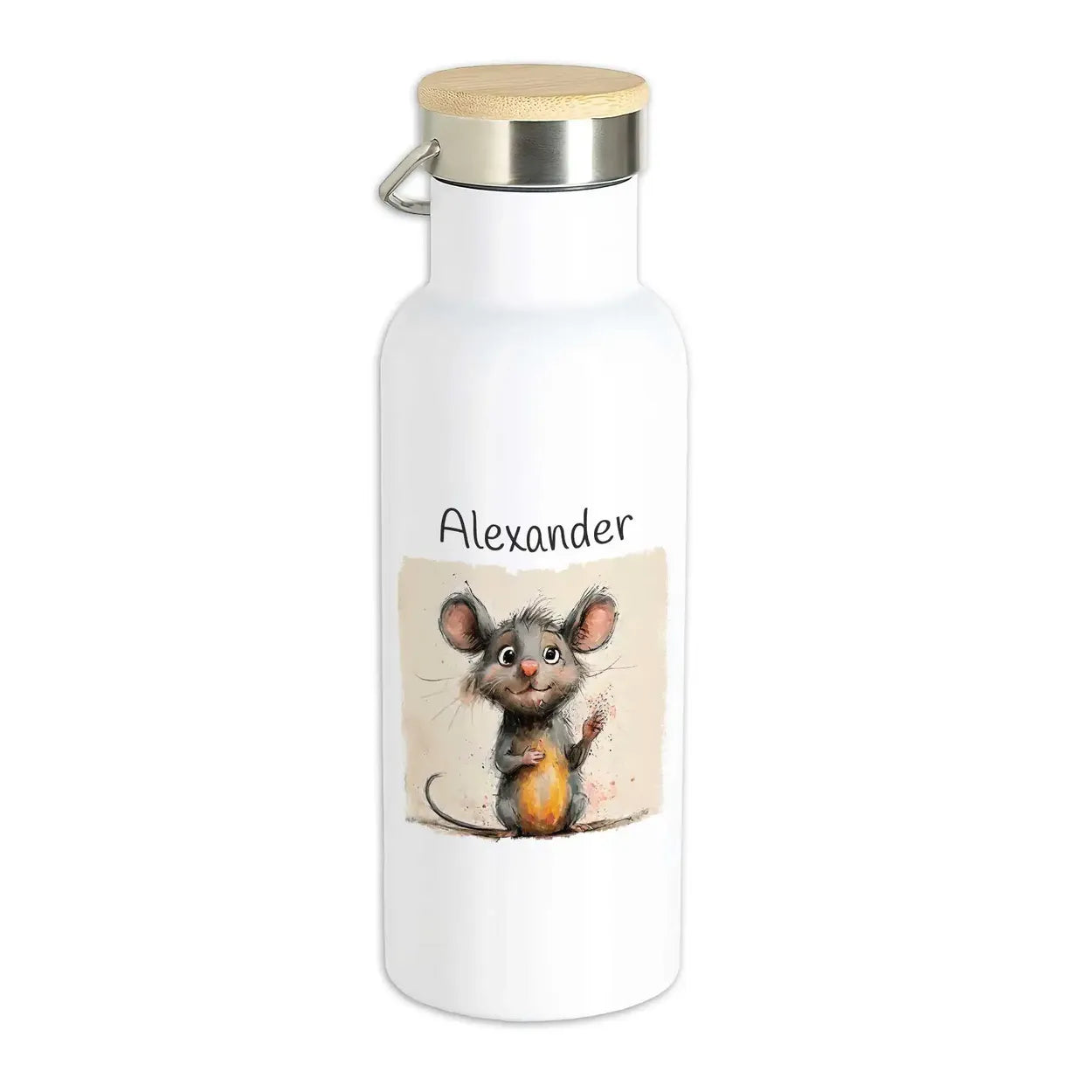 Abenteuermaus Thermo Trinkflasche für Kinder personalisiert Thermoflasche Druckerino   