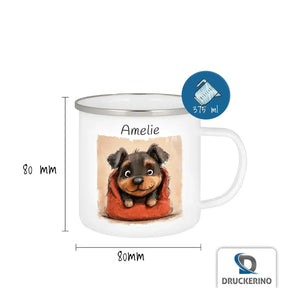 Emailletasse personalisiert mit Namen | Zauberwelpe | Emaille Tasse | Abschiedsgeschenke im Kindergarten Geschenke