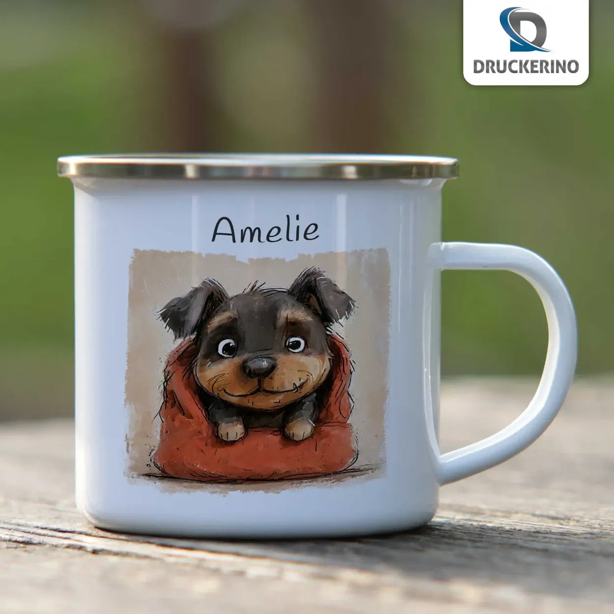 Emailletasse personalisiert mit Namen | Zauberwelpe | Emaille Tasse | Abschiedsgeschenke im Kindergarten Geschenke