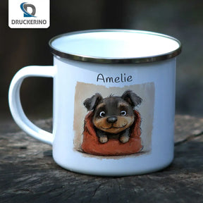 Emailletasse personalisiert mit Namen | Zauberwelpe | Emaille Tasse | Abschiedsgeschenke im Kindergarten Geschenke