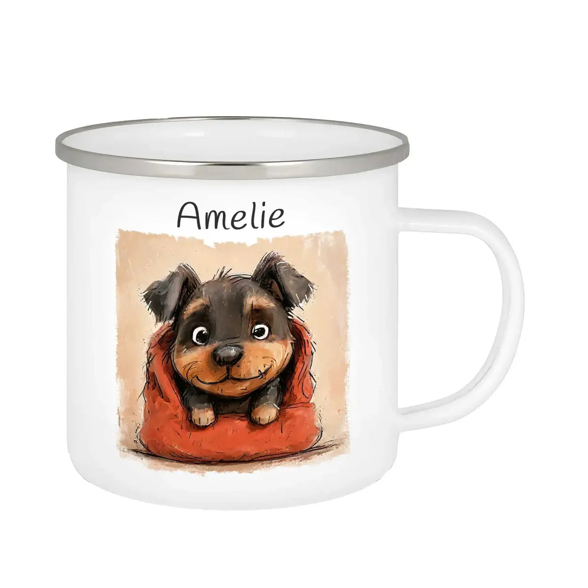 Emailletasse personalisiert mit Namen | Zauberwelpe | Emaille Tasse | Abschiedsgeschenke im Kindergarten Emailletasse Druckerino   