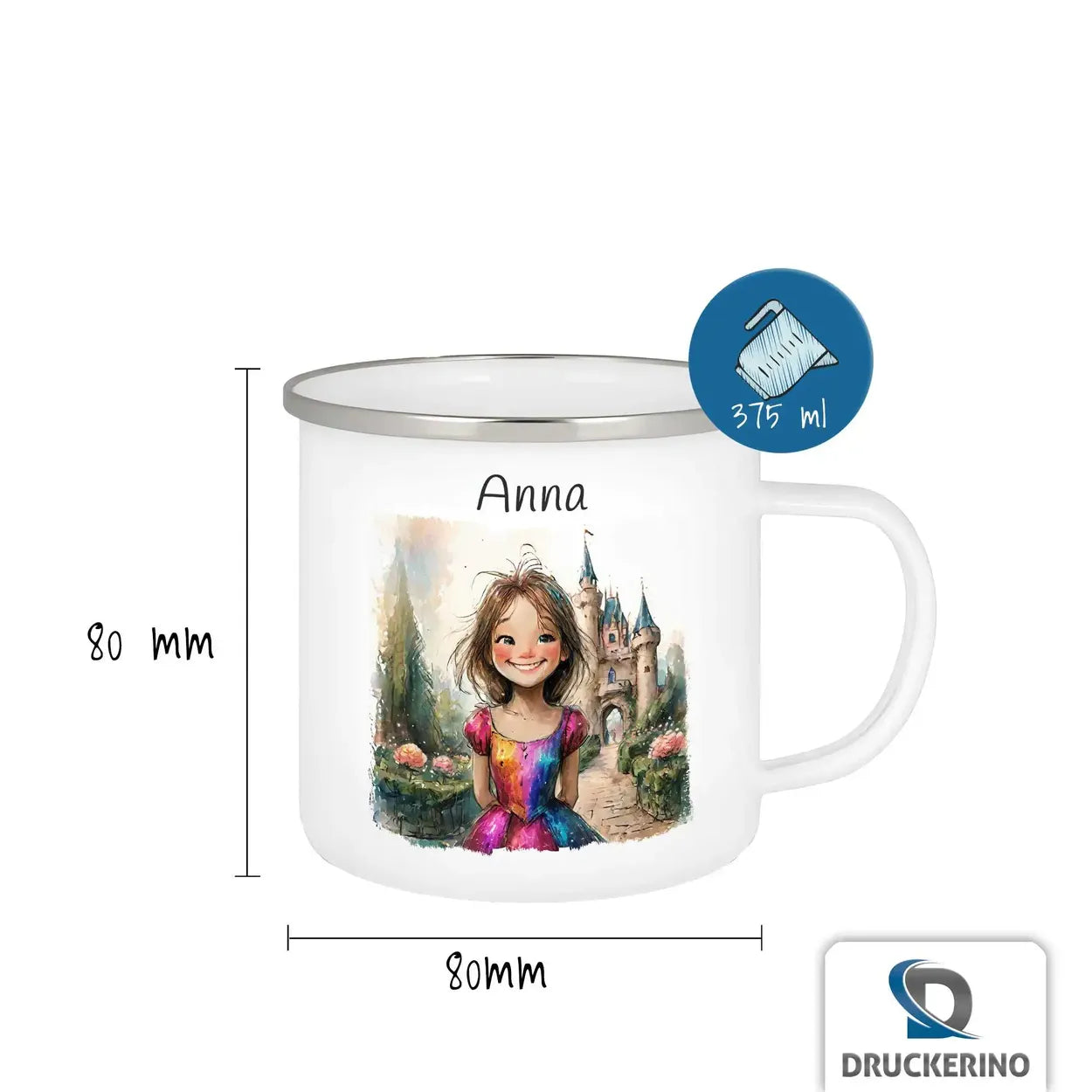 Emailletasse personalisiert mit Namen | Märchenzauber | Tasse Geschenkidee | Kindergeburtstag Geschenke Geschenke