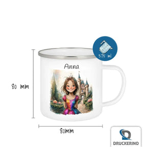 Emailletasse personalisiert mit Namen | Märchenzauber | Tasse Geschenkidee | Kindergeburtstag Geschenke Geschenke