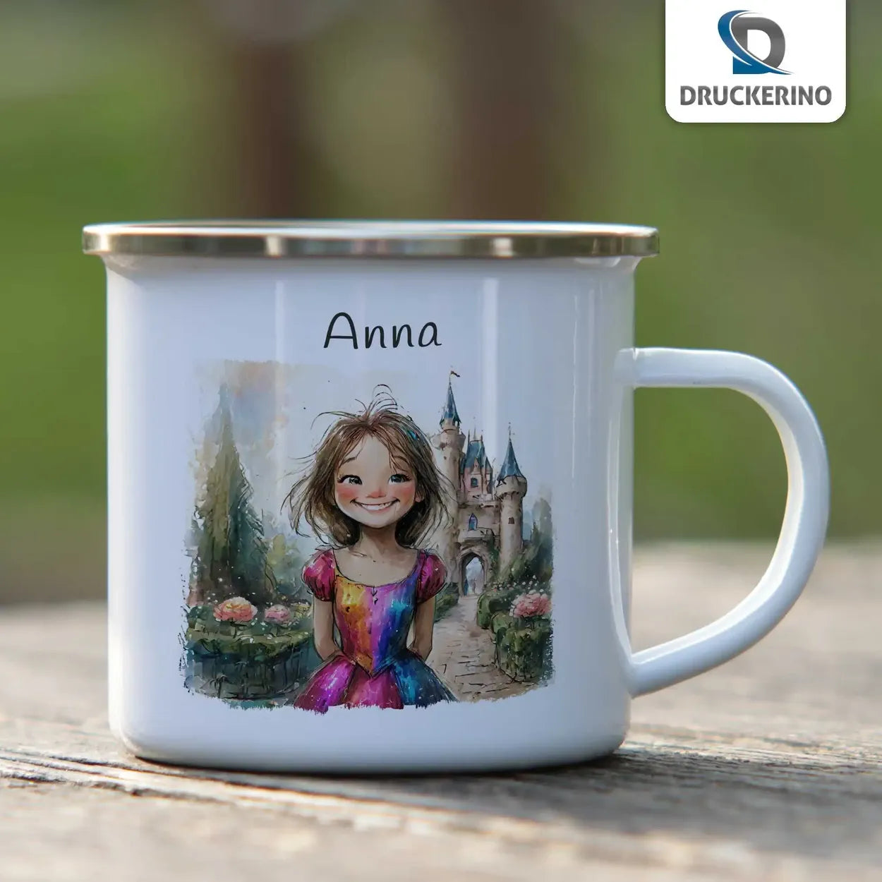 Emailletasse personalisiert mit Namen | Märchenzauber | Tasse Geschenkidee | Kindergeburtstag Geschenke Geschenke