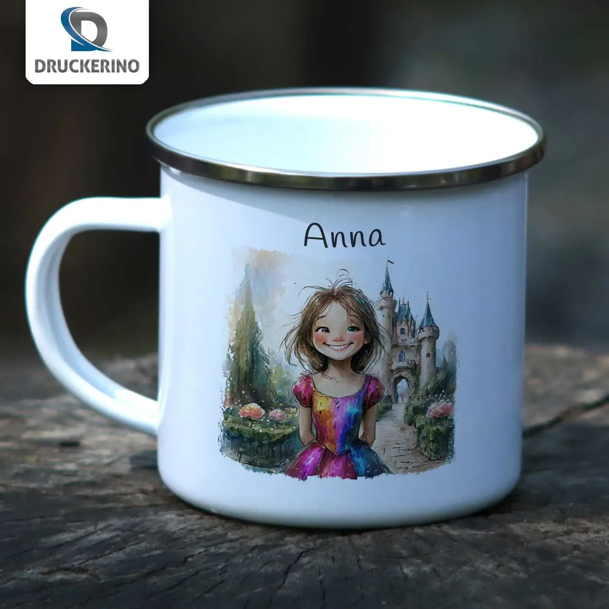 Emailletasse personalisiert mit Namen | Märchenzauber | Tasse Geschenkidee | Kindergeburtstag Geschenke Geschenke