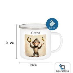 Emaille Tasse personalisiert mit Namen | Dschungelfreund | Tassen personalisieren | Geschenk personalisier Geschenke