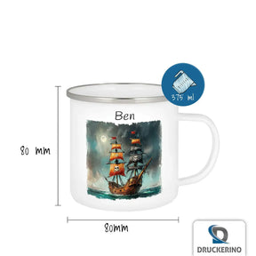 Emaille Tasse personalisiert mit Namen | Abenteuersegler | Tasse personalisieren | Geschenke zur Taufe Geschenke