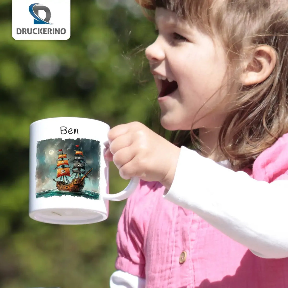 Tasse für Kinder | Segelabenteuer | Einschulung Geschenk | Geschenk personalisiert | 320ml Kunststofftassen Druckerino   