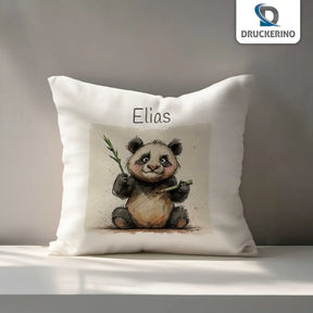 Kissen Baby personalisiert | Bambusfreund Panda | Kuschelkissen Mädchen | Geschenkidee Kissen | 40x40 cm Geschenkideen