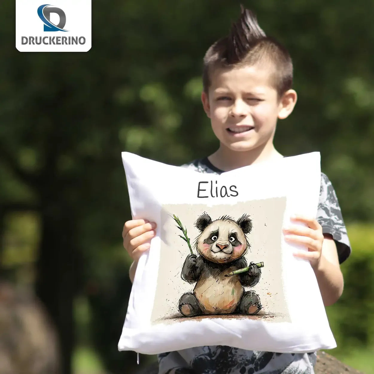 Kissen Baby personalisiert | Bambusfreund Panda | Kuschelkissen Mädchen | Geschenkidee Kissen | 40x40 cm Geschenkideen