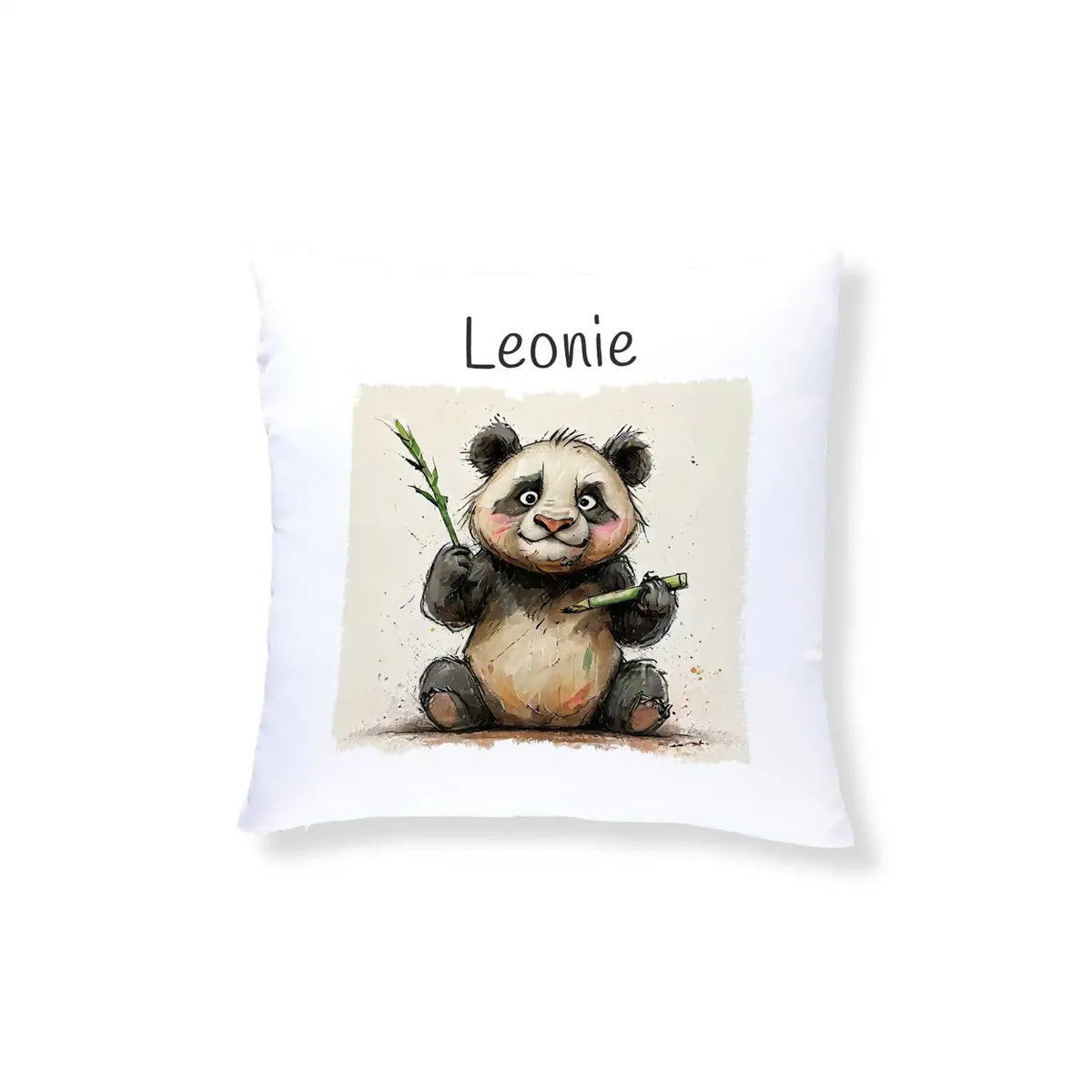 Kissen Baby personalisiert | Bambusfreund Panda | Kuschelkissen Mädchen | Geschenkidee Kissen | 40x40 cm Geschenkideen