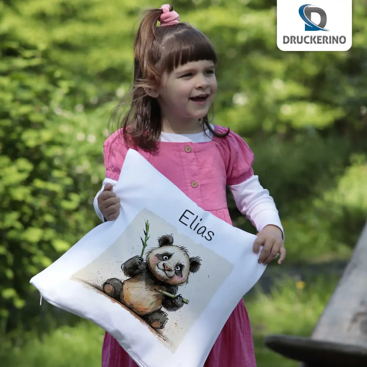 Kissen Baby personalisiert | Bambusfreund Panda | Kuschelkissen Mädchen | Geschenkidee Kissen | 40x40 cm Geschenkideen