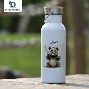 Trinkflasche für Kinder | Panda-Abenteurer | Trinkflasche Edelstahl | personalisiert mit Namen | 500ml  Geschenkidee Weihnachten