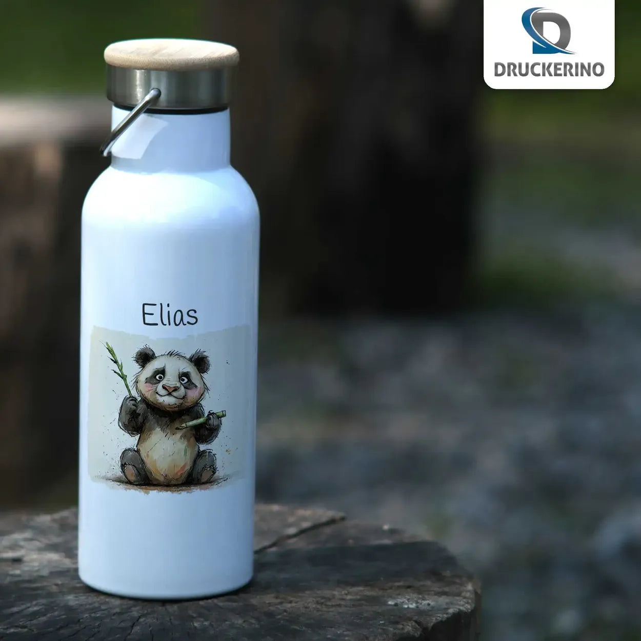 Trinkflasche für Kinder | Panda-Abenteurer | Trinkflasche Edelstahl | personalisiert mit Namen | 500ml  Geschenkidee Weihnachten