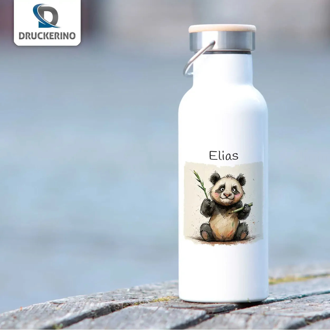 Trinkflasche für Kinder | Panda-Abenteurer | Trinkflasche Edelstahl | personalisiert mit Namen | 500ml  Geschenkidee Weihnachten