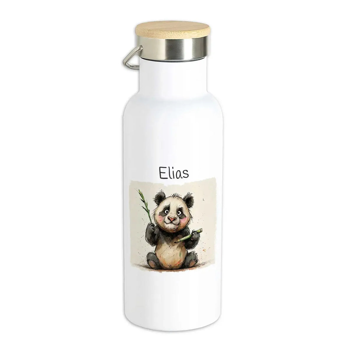 Trinkflasche für Kinder | Panda-Abenteurer | Trinkflasche Edelstahl | personalisiert mit Namen | 500ml Thermoflasche Druckerino   