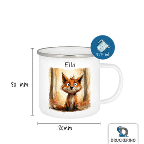 Tasse aus Emaille | Zauberwald-Füchslein | Tasse personalisieren | Geschenke zur Taufe  Geschenkidee Weihnachten