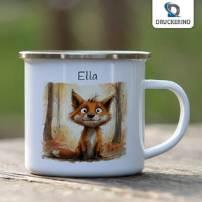 Tasse aus Emaille | Zauberwald-Füchslein | Tasse personalisieren | Geschenke zur Taufe  Geschenkidee Weihnachten