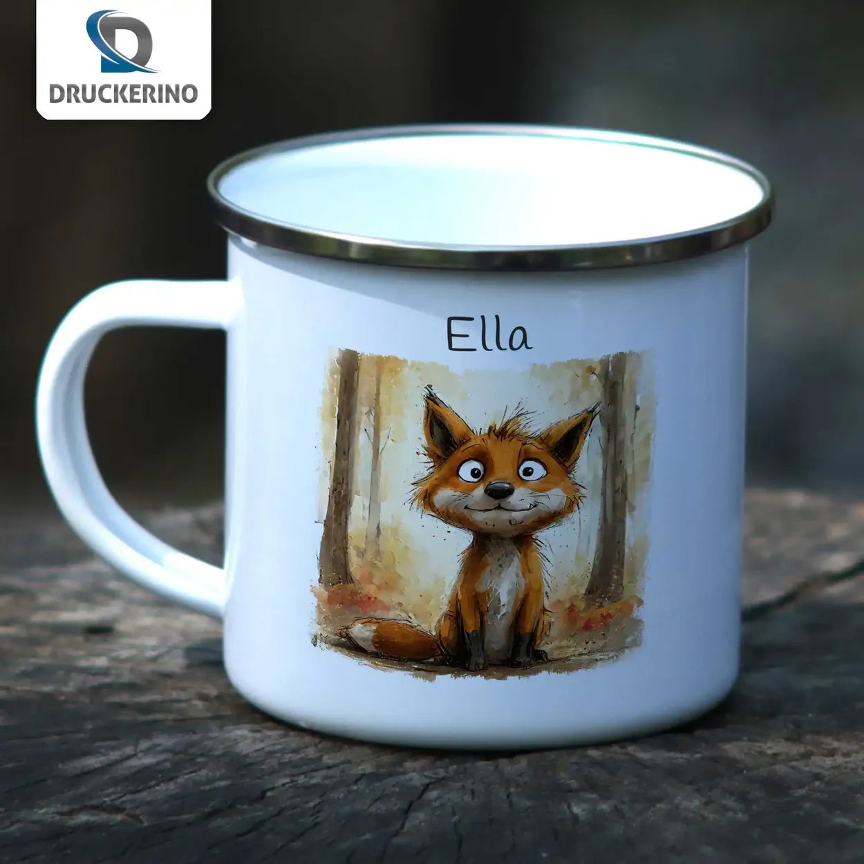 Tasse aus Emaille | Zauberwald-Füchslein | Tasse personalisieren | Geschenke zur Taufe  Geschenkidee Weihnachten