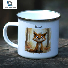 Tasse aus Emaille | Zauberwald-Füchslein | Tasse personalisieren | Geschenke zur Taufe  Geschenkidee Weihnachten