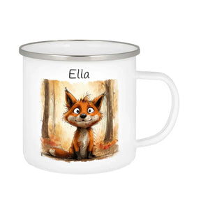 Tasse aus Emaille | Zauberwald-Füchslein | Tasse personalisieren | Geschenke zur Taufe  Geschenkidee Weihnachten