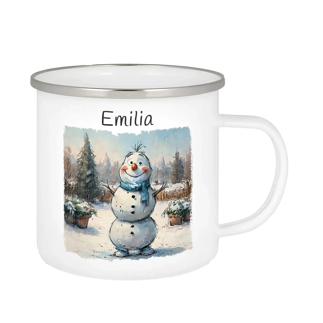 Emaille Tasse personalisiert | Winterzauber | Emaille Tasse personalisiert mit Name | personalisierte Tasse Geschenke