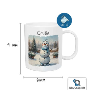 Tasse für Kinder personalisiert | Winterzauber Schneemann | personalisierte Kindertassen | Personalisierte Geschenke | 320ml Kunststofftassen Druckerino   