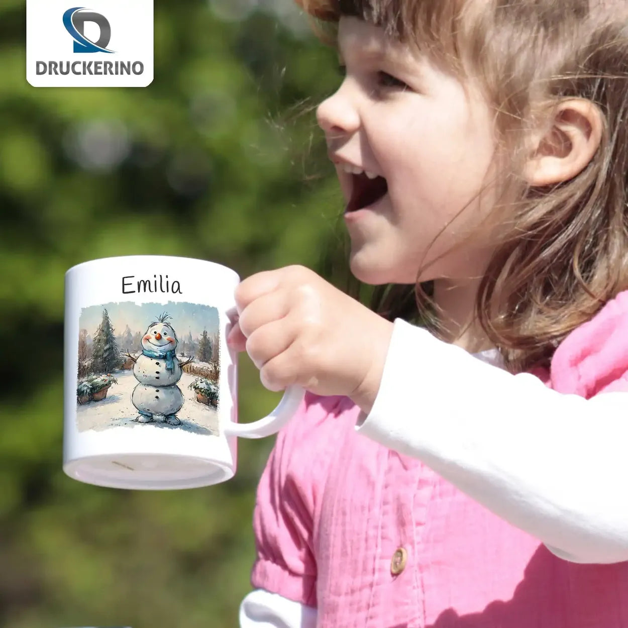 Tasse für Kinder personalisiert | Winterzauber Schneemann | personalisierte Kindertassen | Personalisierte Geschenke | 320ml Kunststofftassen Druckerino   