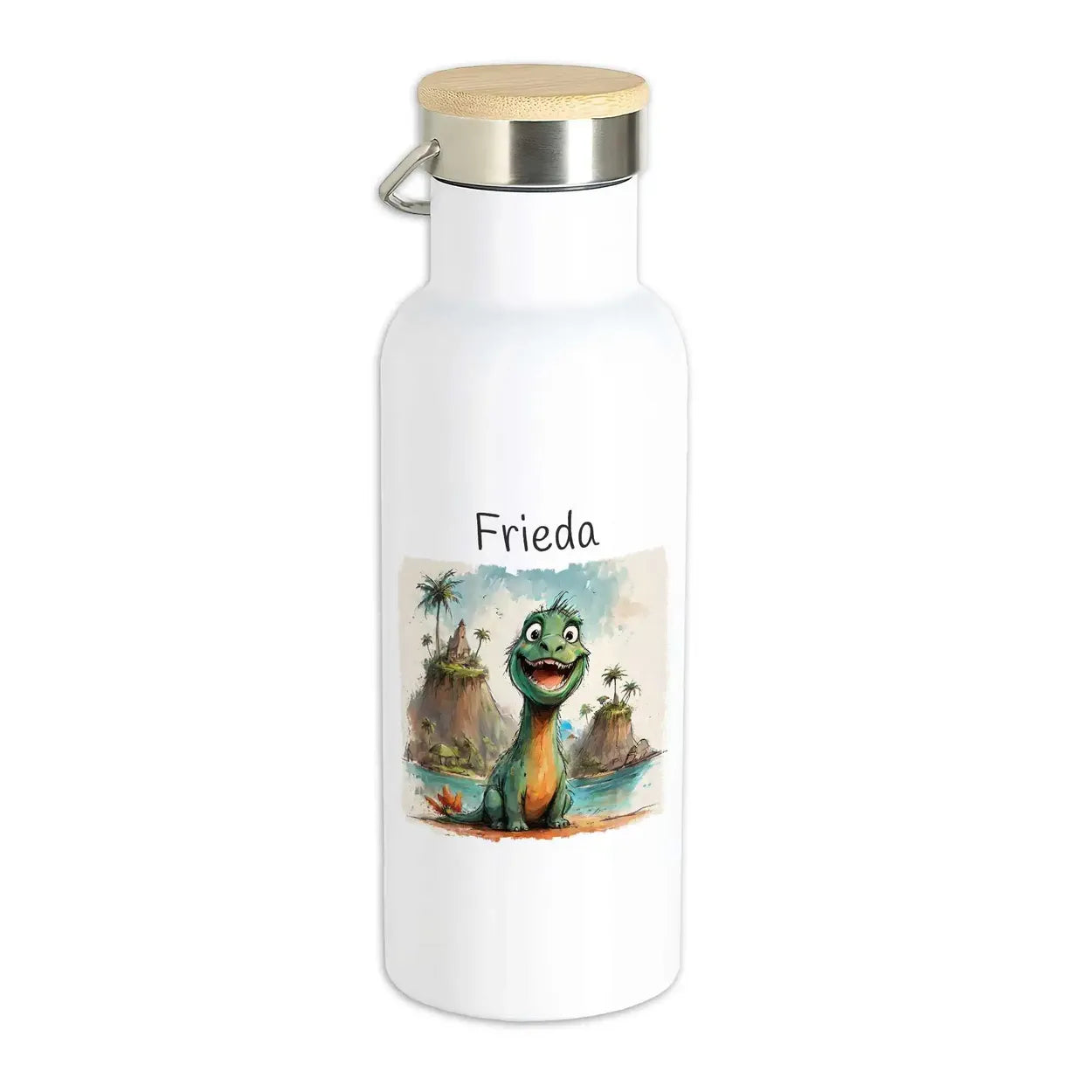 Kinder Trinkflasche | Dinosaurier Oase | Trinkflasche für Schule, Sport & Freizeit | Geschenk Idee | 500ml Thermoflasche Druckerino   