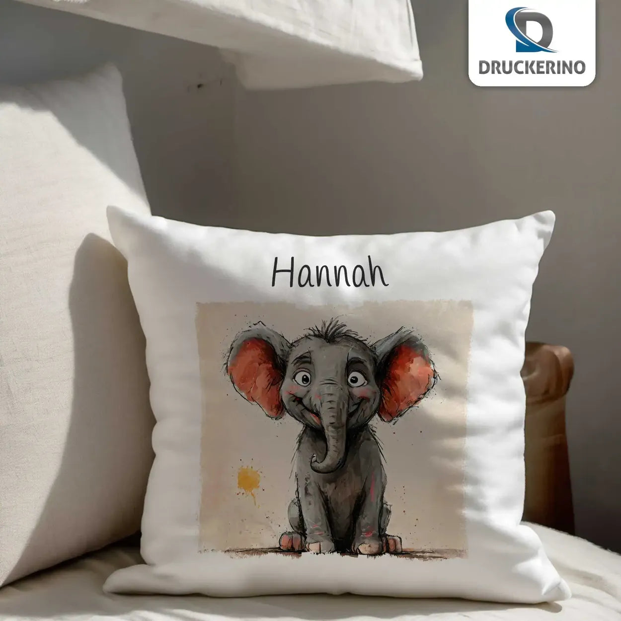 Kuschelkissen personalisiert | Traumfänger Elefant | Kuschelkissen Tiere | Kissenhülle | 40x40 cm Geschenkideen