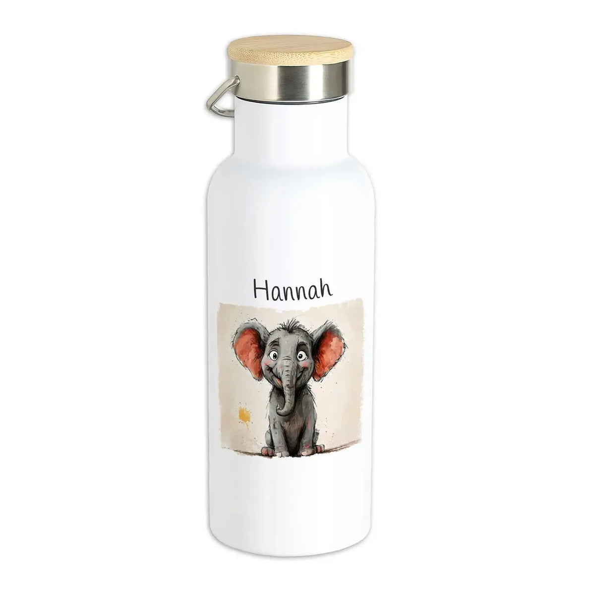 Personalisierte Trinkflasche | Träumender Elefant | Trinkflasche | für Freizeit, Sport & Schule | 500ml Thermoflasche Druckerino   