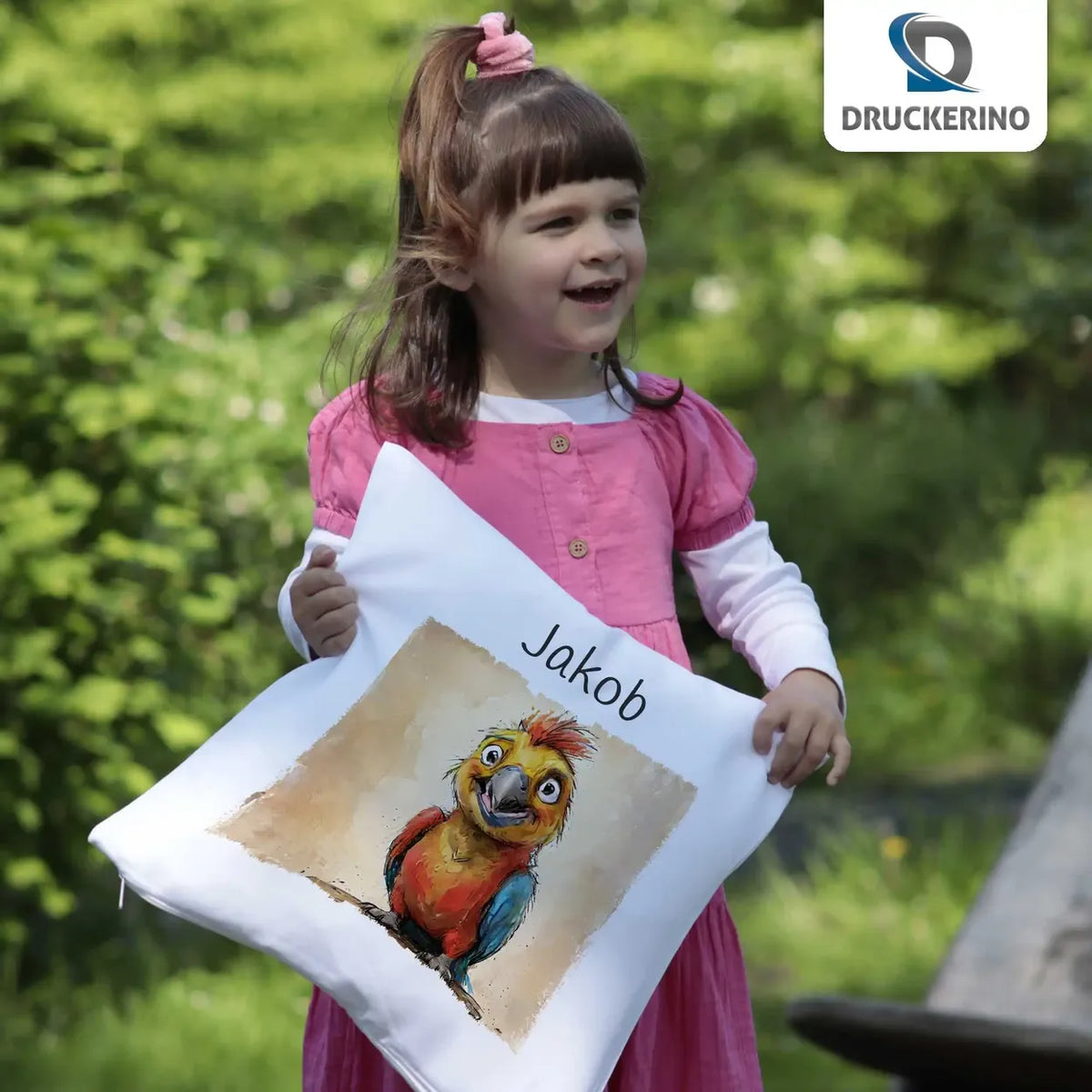 Traumparadies Papagei Kissen für Kinder mit Namen personalisiert Kissen Druckerino   
