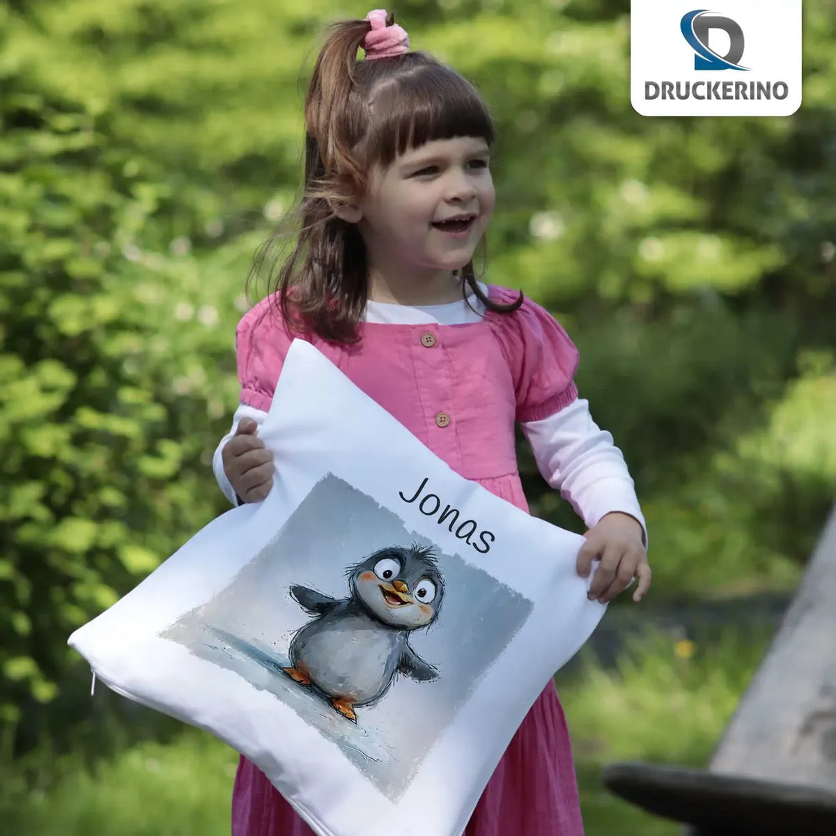 Traumfreund Pinguin Kissen für Kinder mit Namen personalisiert Kissen Druckerino   